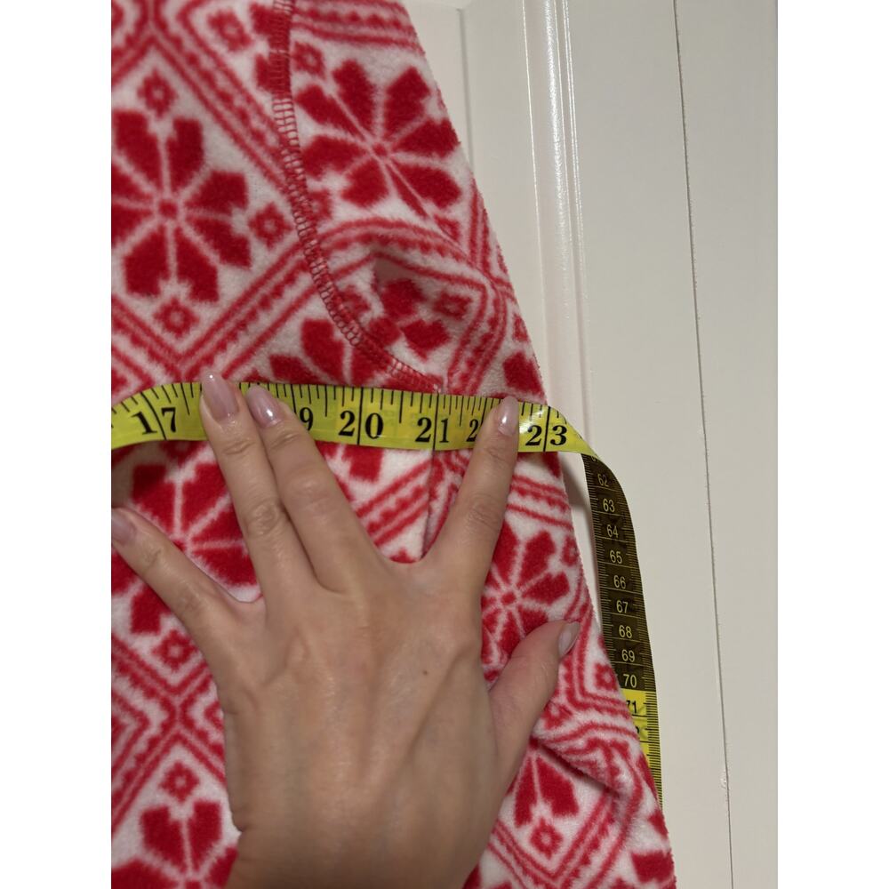 Style & Co. Red and White Patterned Fleece Pullover M - Picture 4 of 7